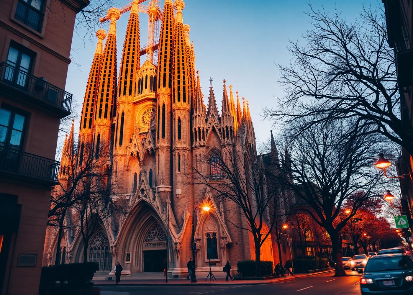 Sagrada Familia in Barcelona at golden hour
